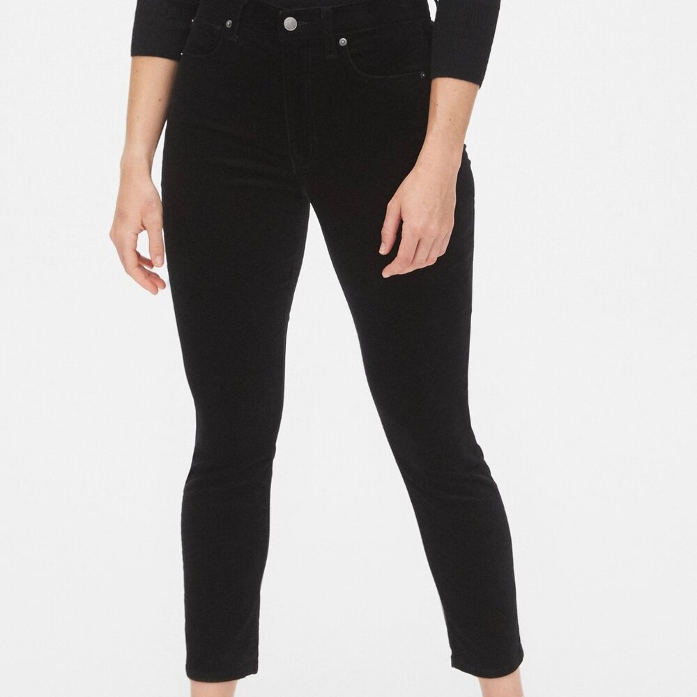 EUC Gap Curvy True Skinny Super High Rise Velvet Pants in Black Indigo Sz 30R - Picture 3 of 5